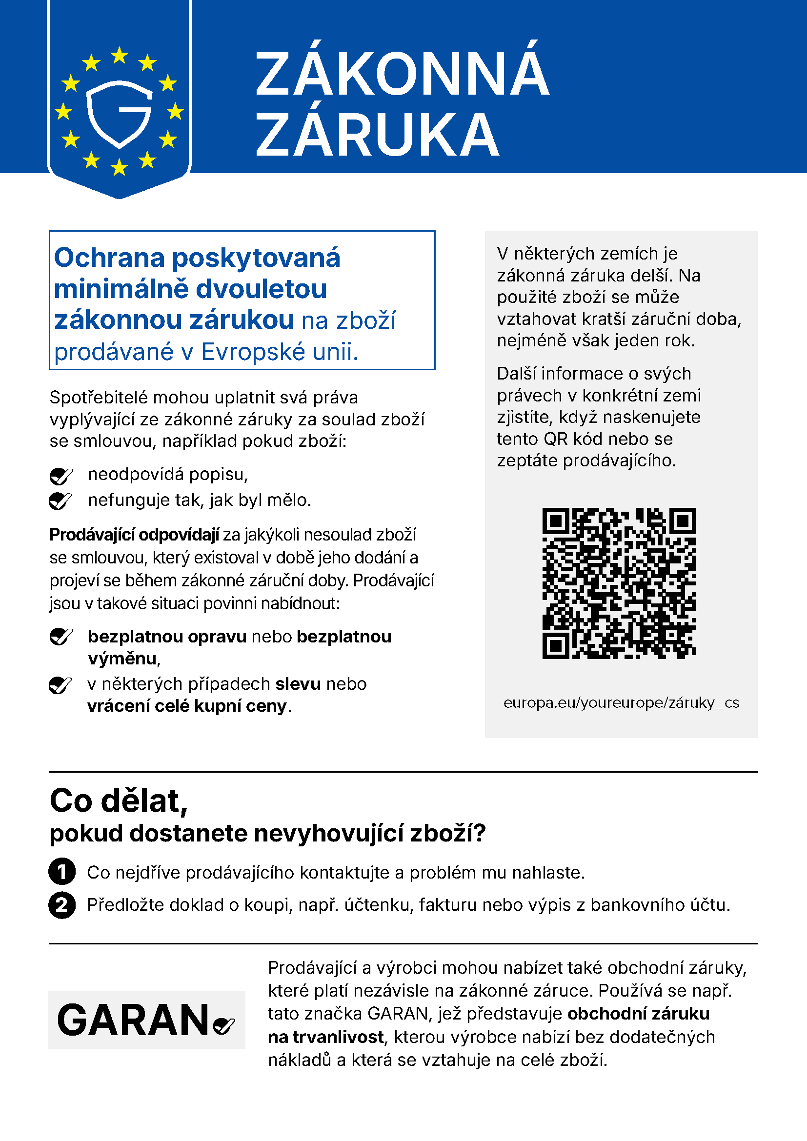 Zákonná záruka, harmonizované oznámení EU